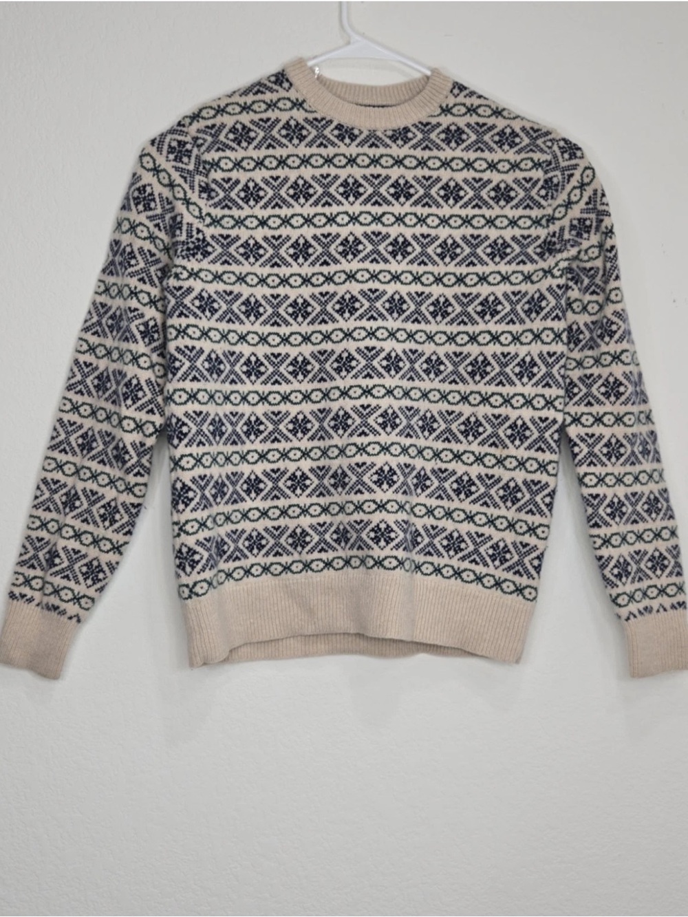 J.Crew Fair Isle Lambswool Crewneck Sweater In Sesame Size XL Mens